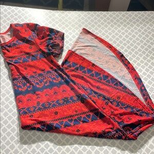 Red and Blue Patterned Women's Nightgown